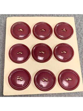 Red Plastic Buttons on Card - Set of 9 Vintage